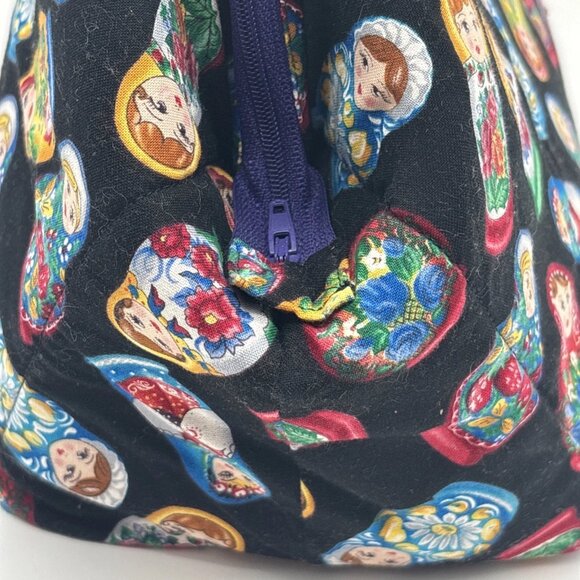 Handmade Russian Myushka Doll Print Accessory Bag Cotton Accessory Bag - Picture 5 of 9